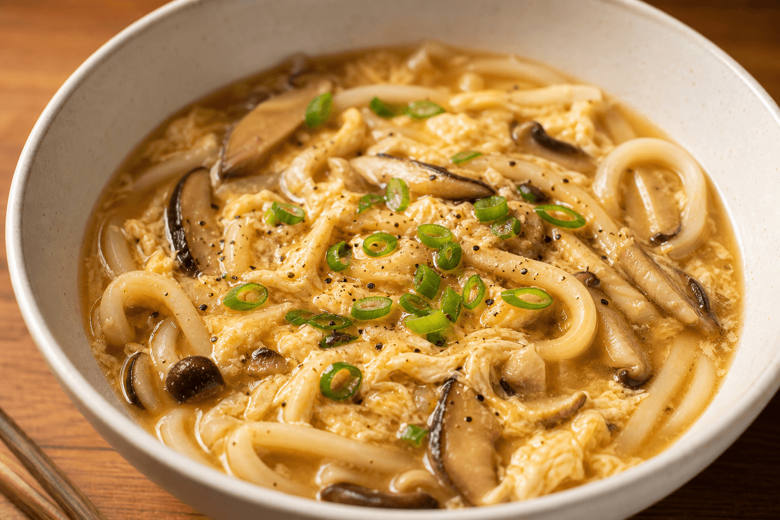 Miso Mushroom Udon with Egg Drop