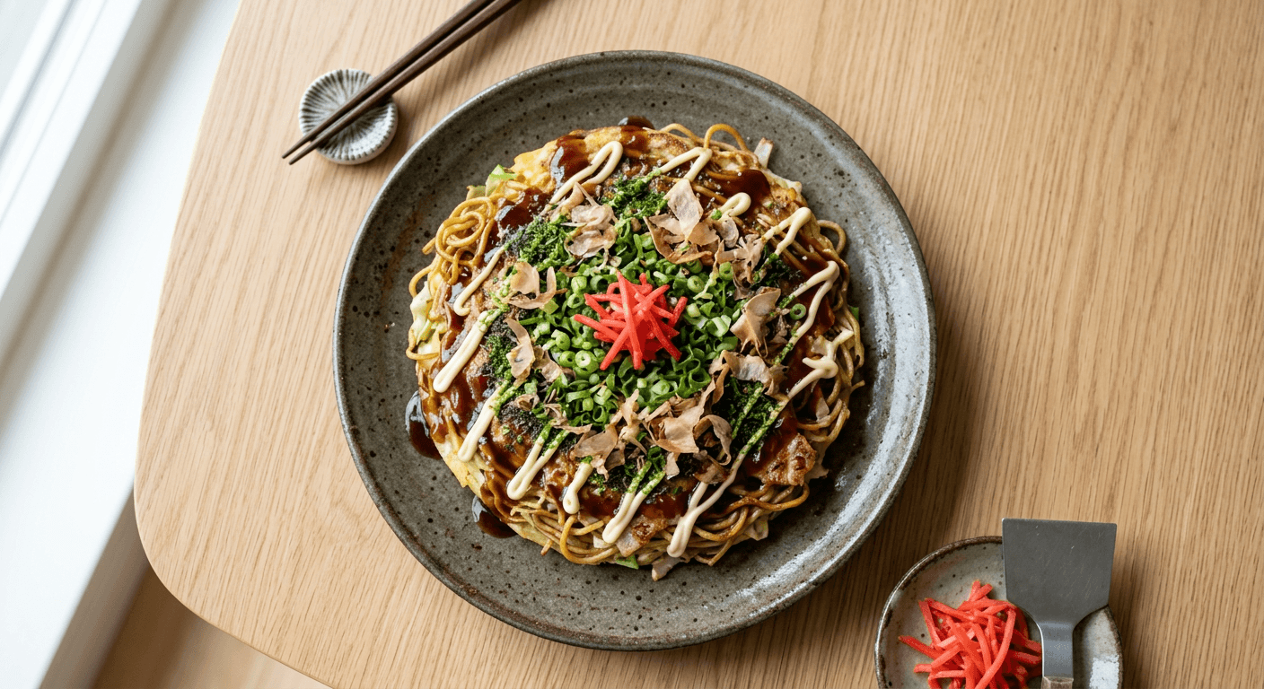 Modanyaki Osaka Style With Noodles