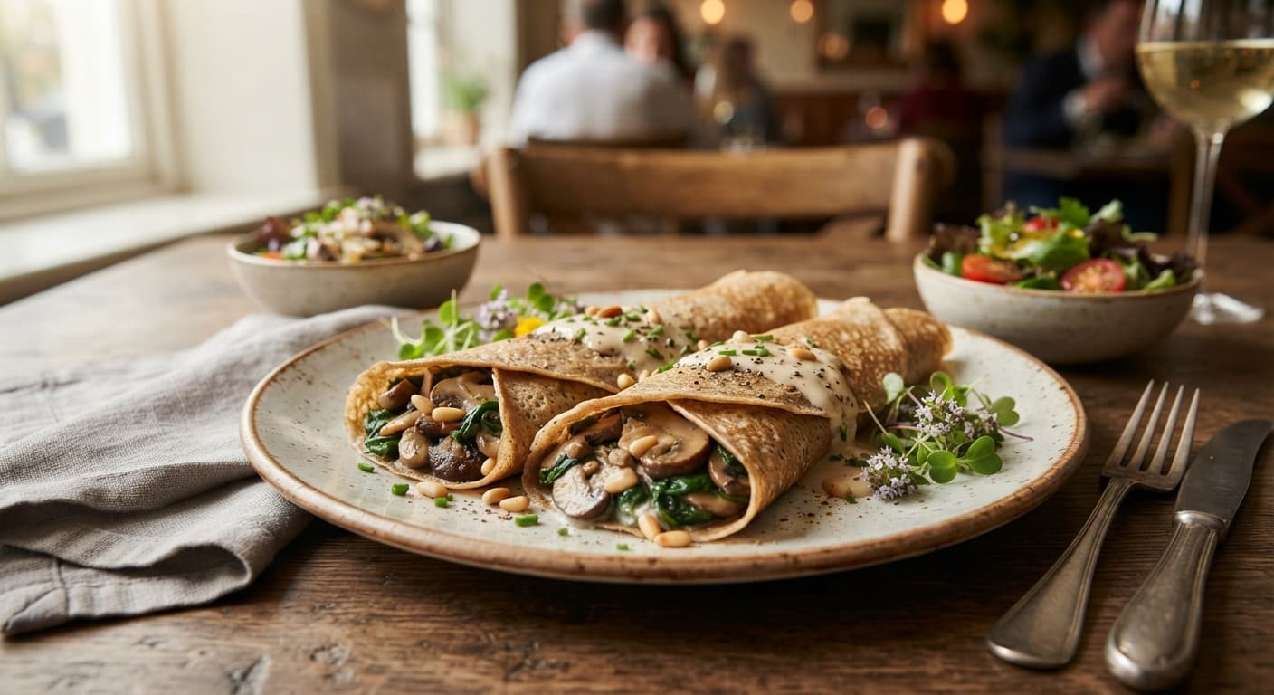 Mushroom and Spinach Crêpes (Low‑Sodium, dairy‑free)