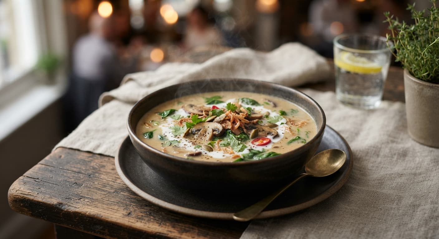 Mushroom & Spinach Coconut Milk Soup