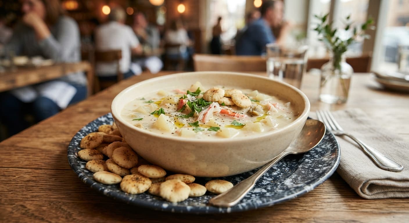 New England Clam Chowder with Imitation Crab