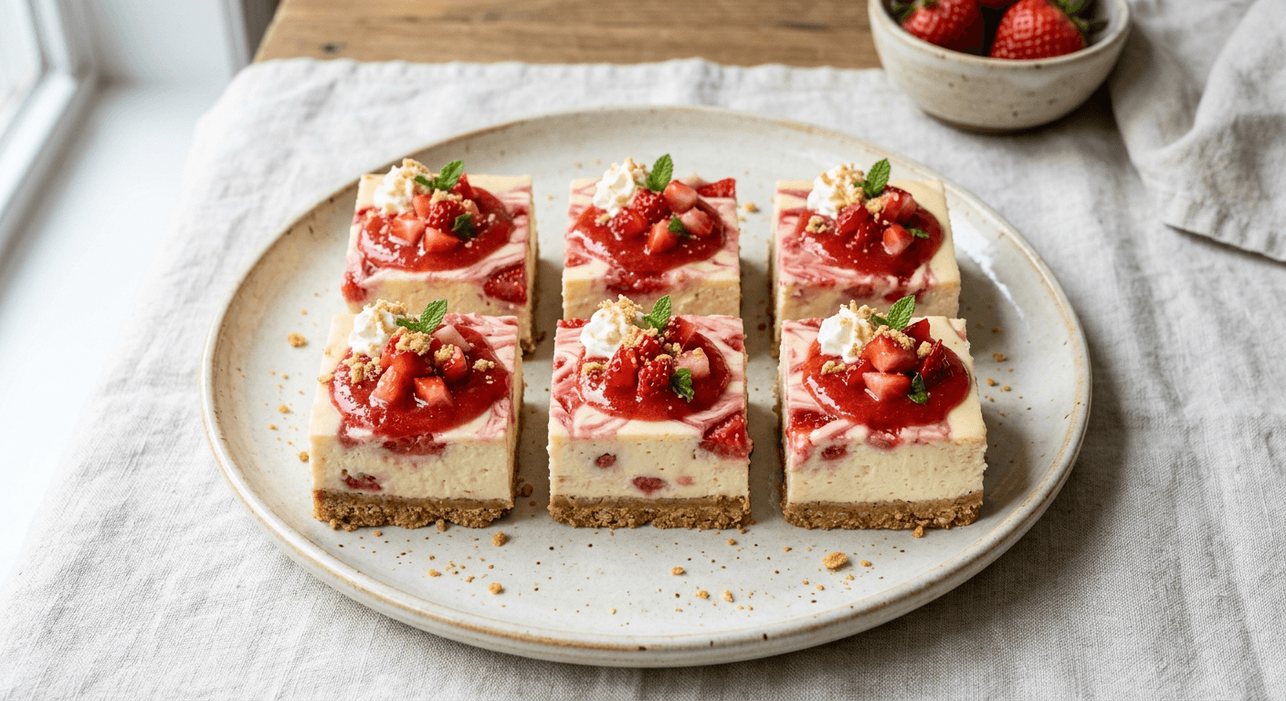 Nobake Strawberry Cheesecake Bars 1769478522820 La60