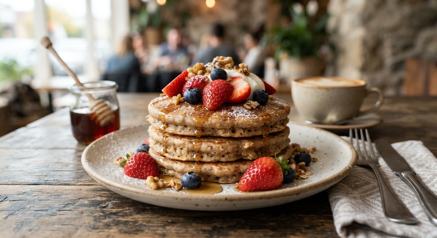 Oat Banana Pancakes with Strawberries