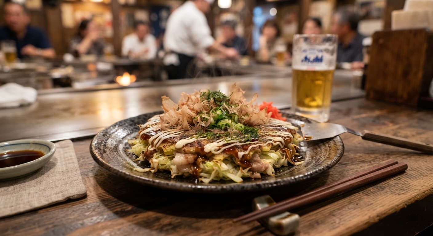 Okonomiyaki (Savory Japanese Pancake) with Cabbage