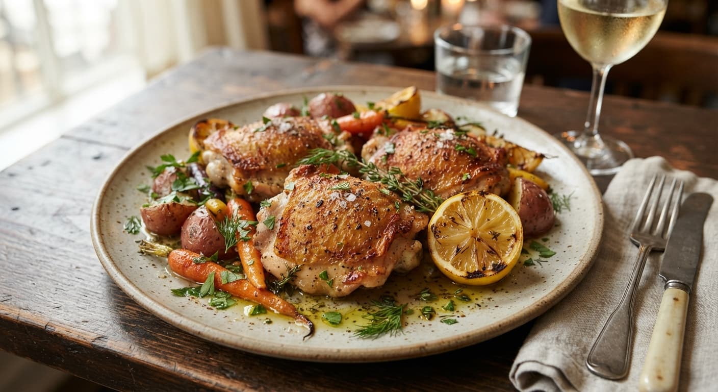 One‑Pan Lemon‑Herb Chicken Thighs