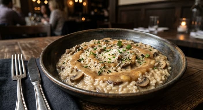 One-Pot Mushroom Risotto with Banana-Butter Swirl