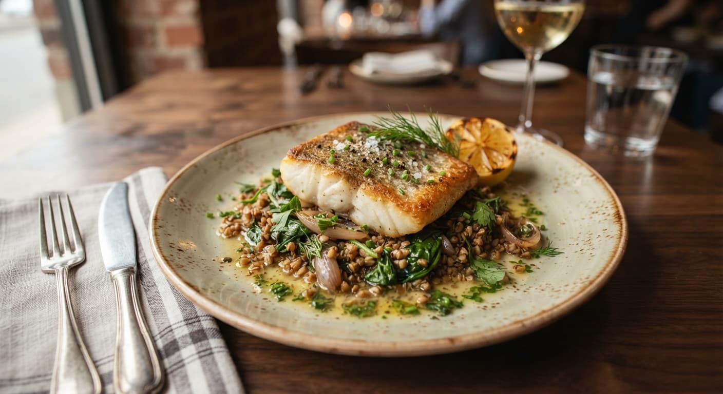 Pan-Seared Cod with Buckwheat and Herb Butter