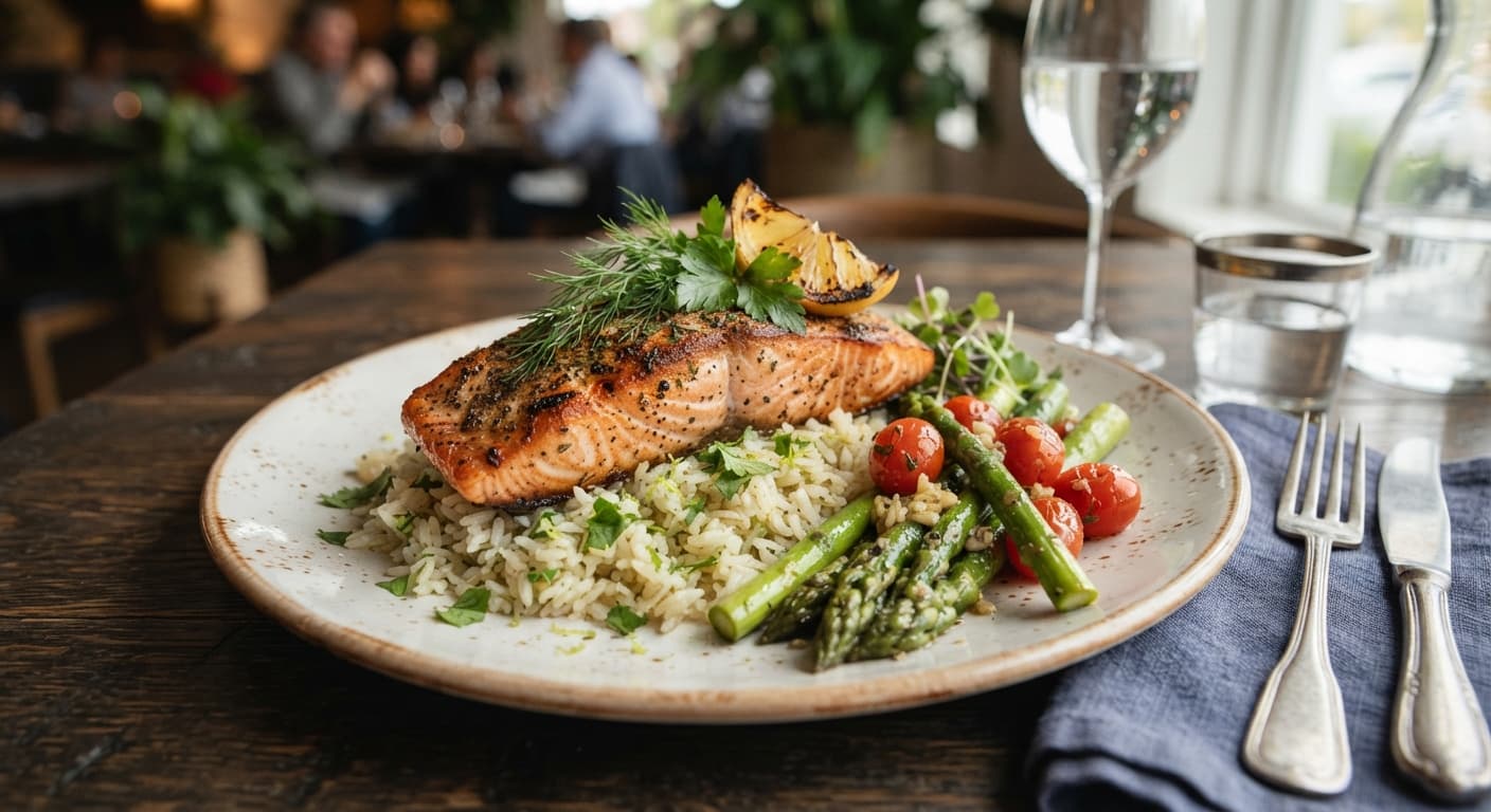 Pan-Seared Salmon with Fish Grill Seasoning and Jasmine Rice