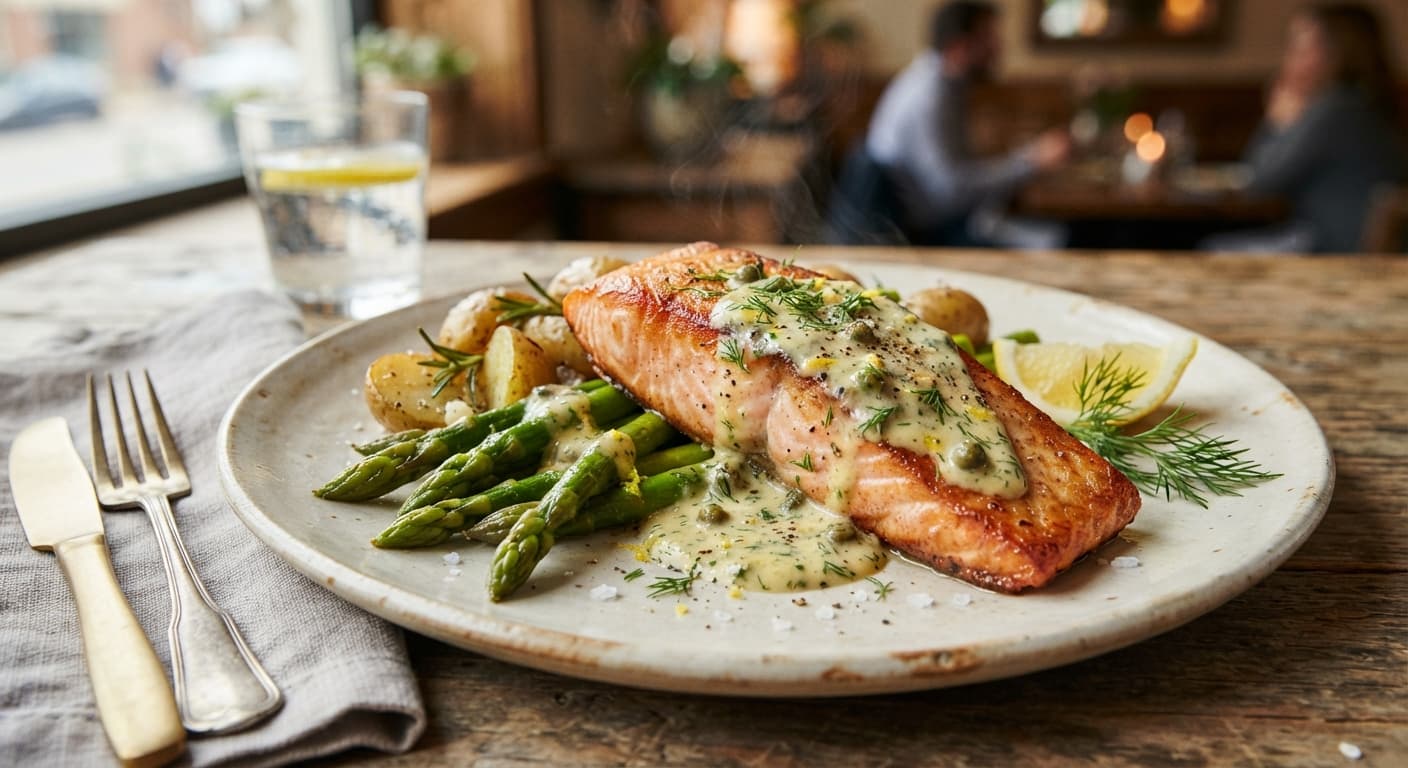 Pan‑Seared Salmon with Lemon‑Dill Sauce (Dairy‑Free)