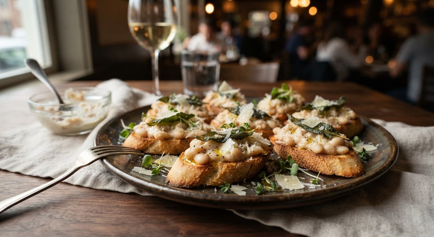 Parmesan White Bean Crostini Bites