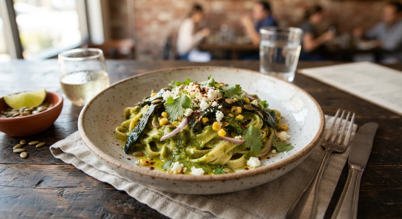 Pasta with Roasted Poblano Salsa
