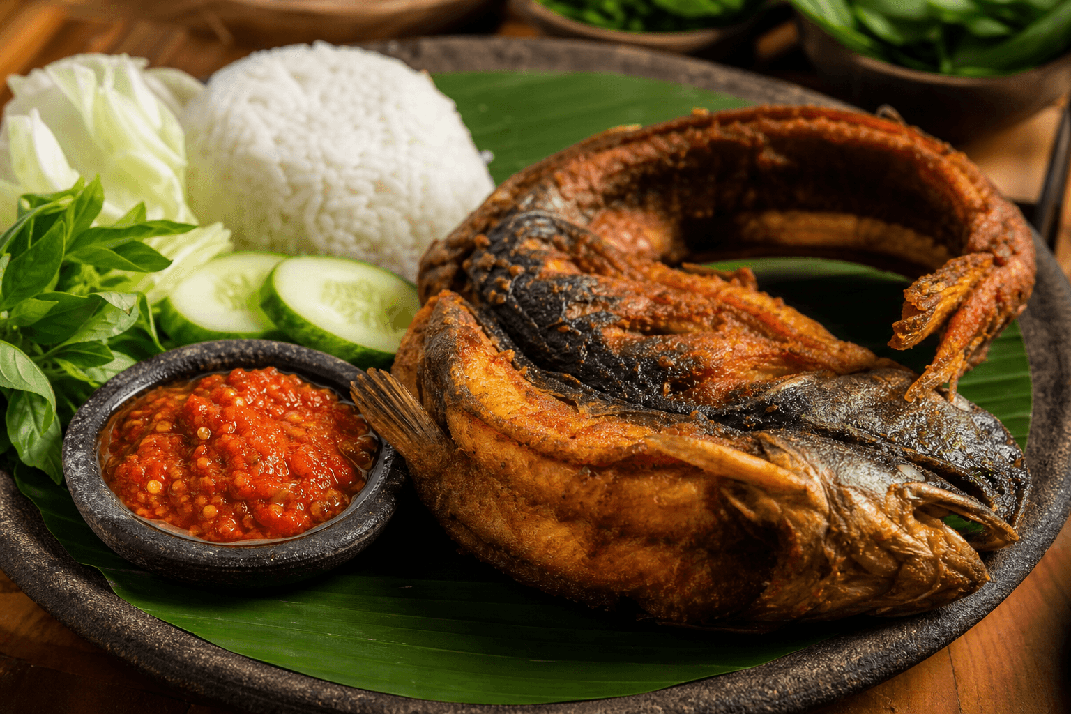 Pecel Lele-Style Crispy Catfish with Sambal