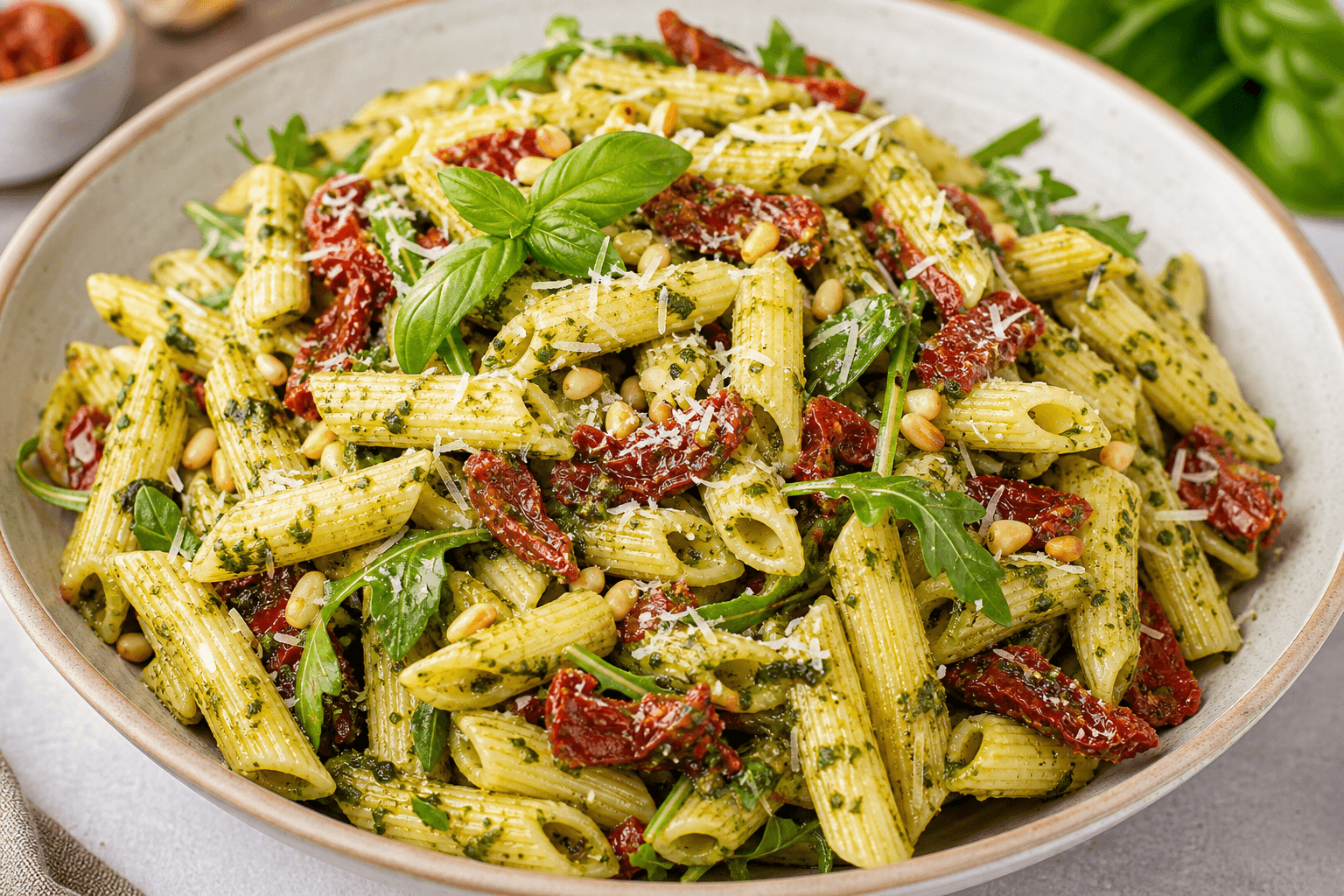 Pesto Sun-Dried Tomato Pasta Salad