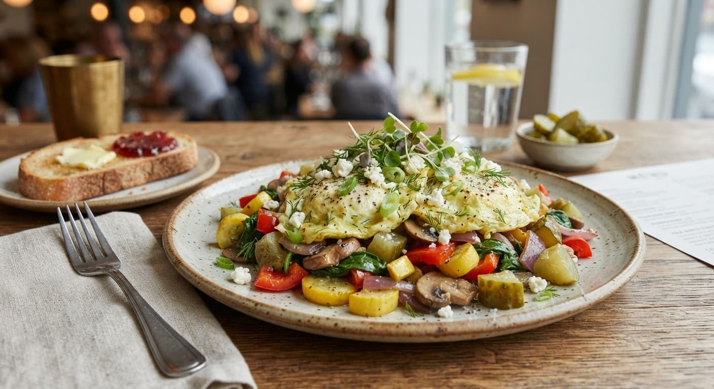 Pickle Juice Brined Veggie Egg Scramble