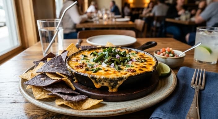 Poblano Queso Fundido with Tortilla Chips