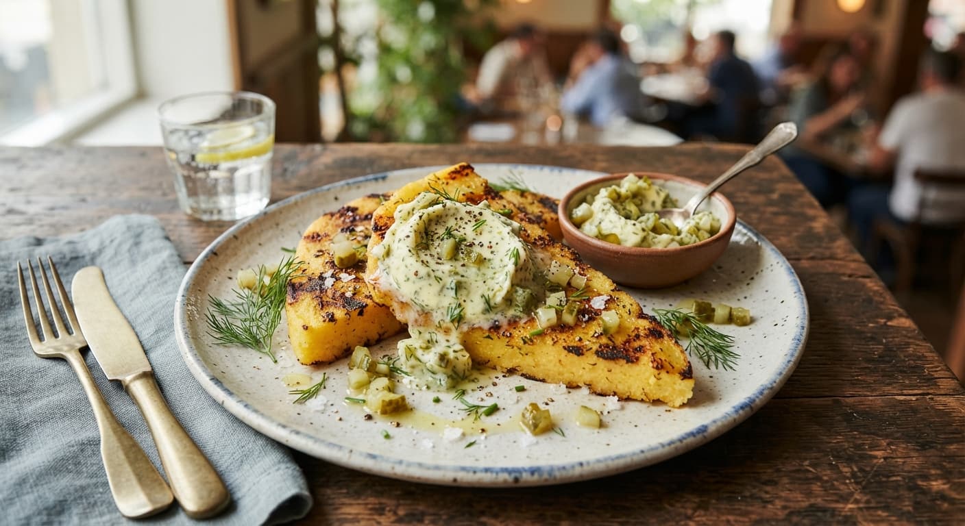 Polenta Flatbread with Pickle Butter