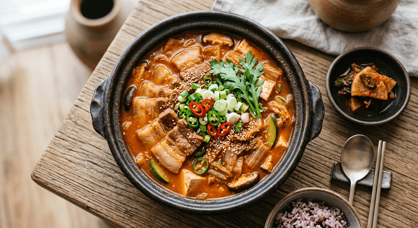 Pork Belly and Kimchi Doenjang Jjigae