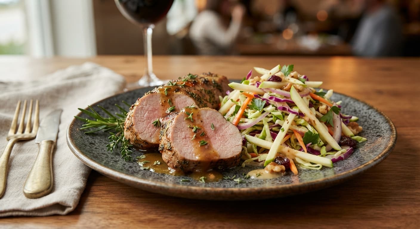 Pork Tenderloin with Apple Cabbage Slaw