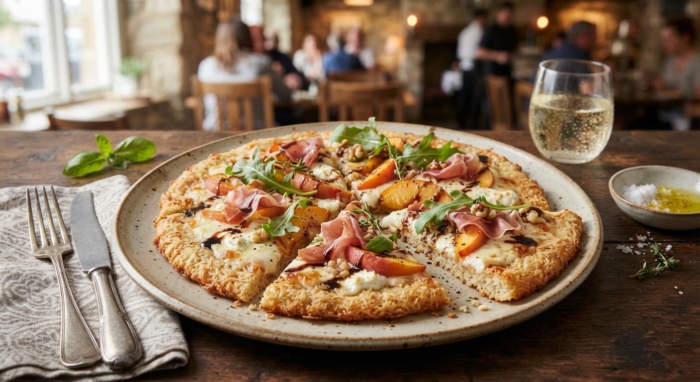 Prosciutto‑Peach Pizza on Coconut‑Flour Base (Comfort Food)