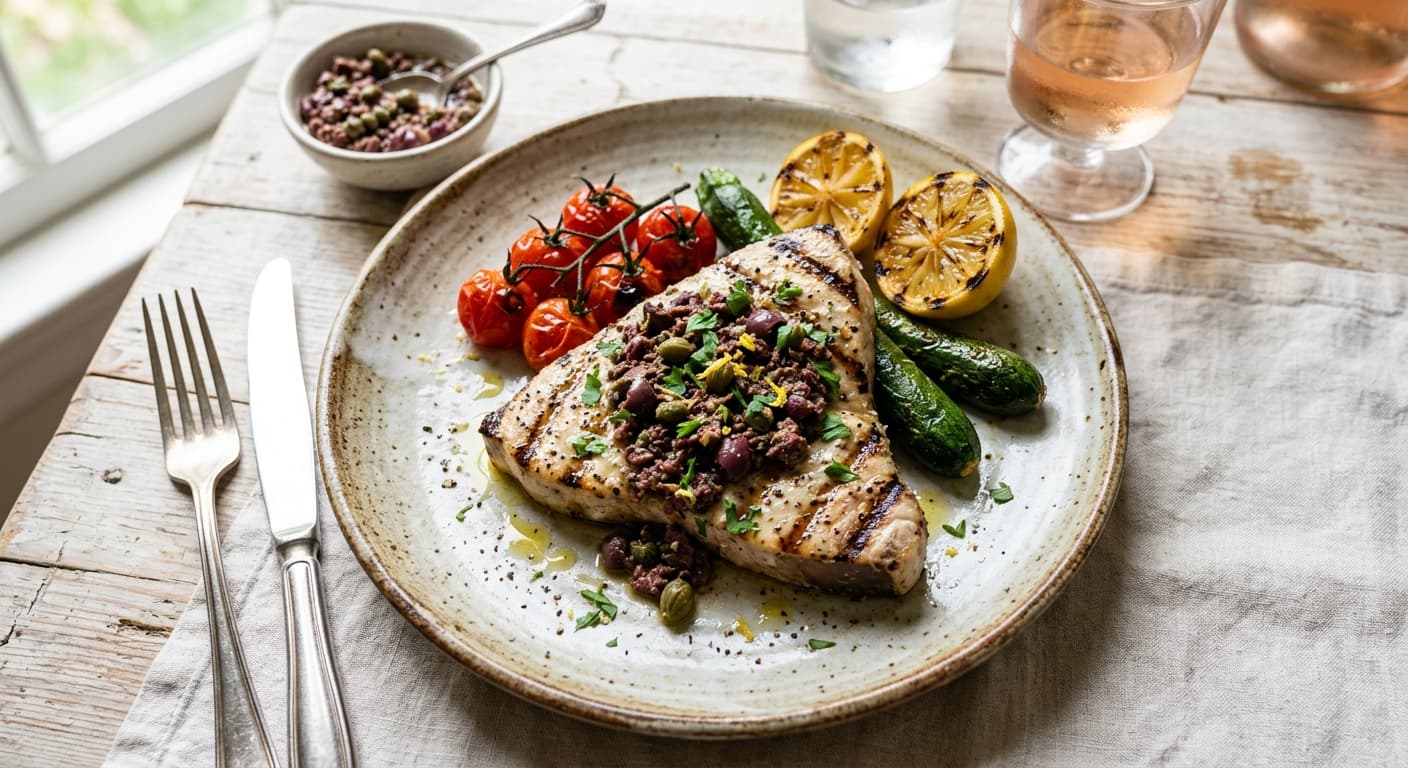 Provençal Grilled Swordfish with Olive Tapenade