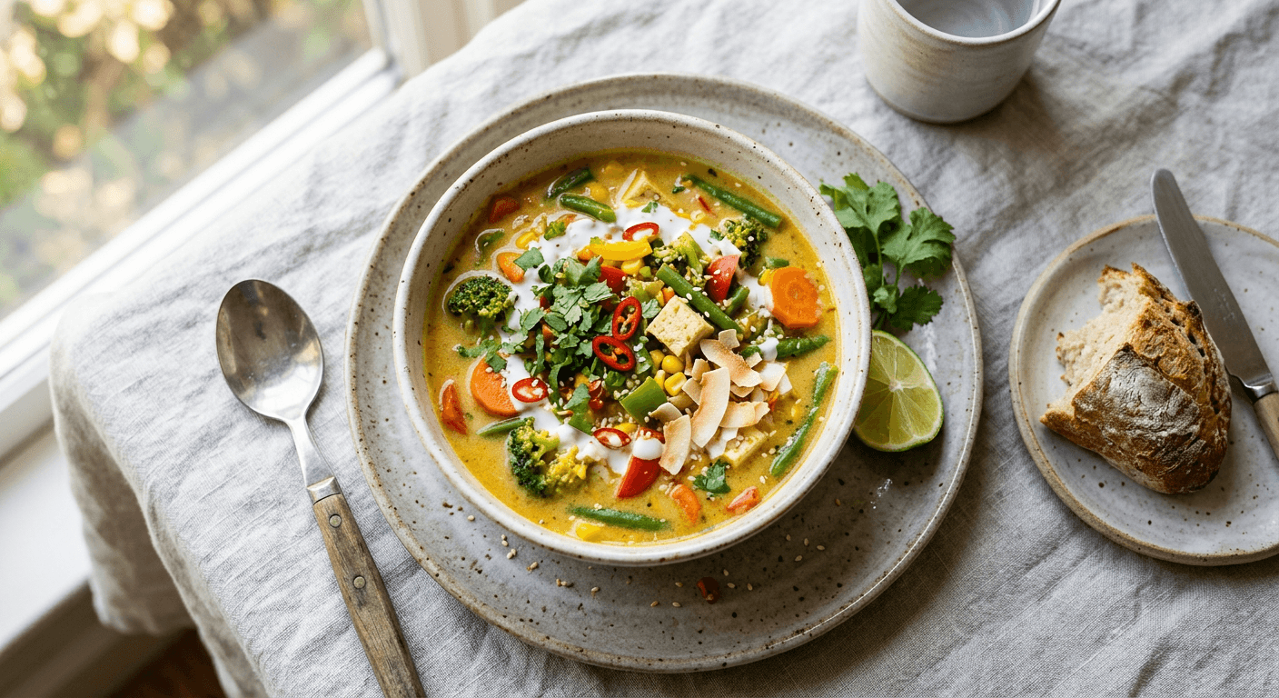 Quick 20 Minute Vegetable Coconut Soup