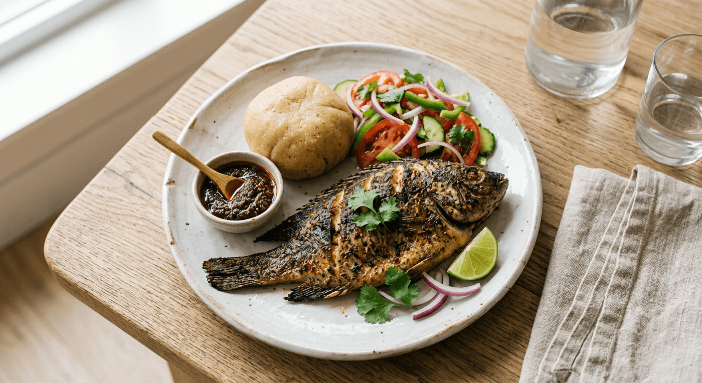 Quick Banku And Oven Grilled Tilapia