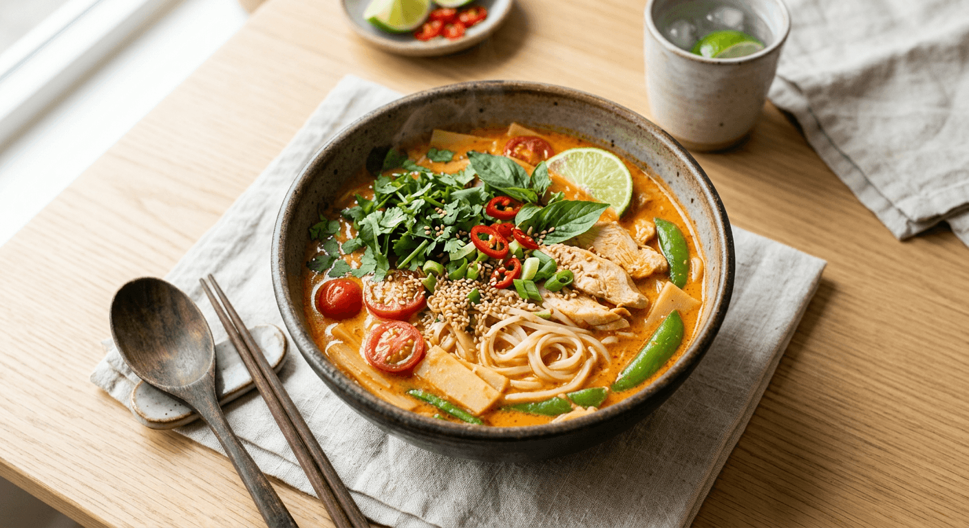 Quick Thai Red Curry Noodle Soup