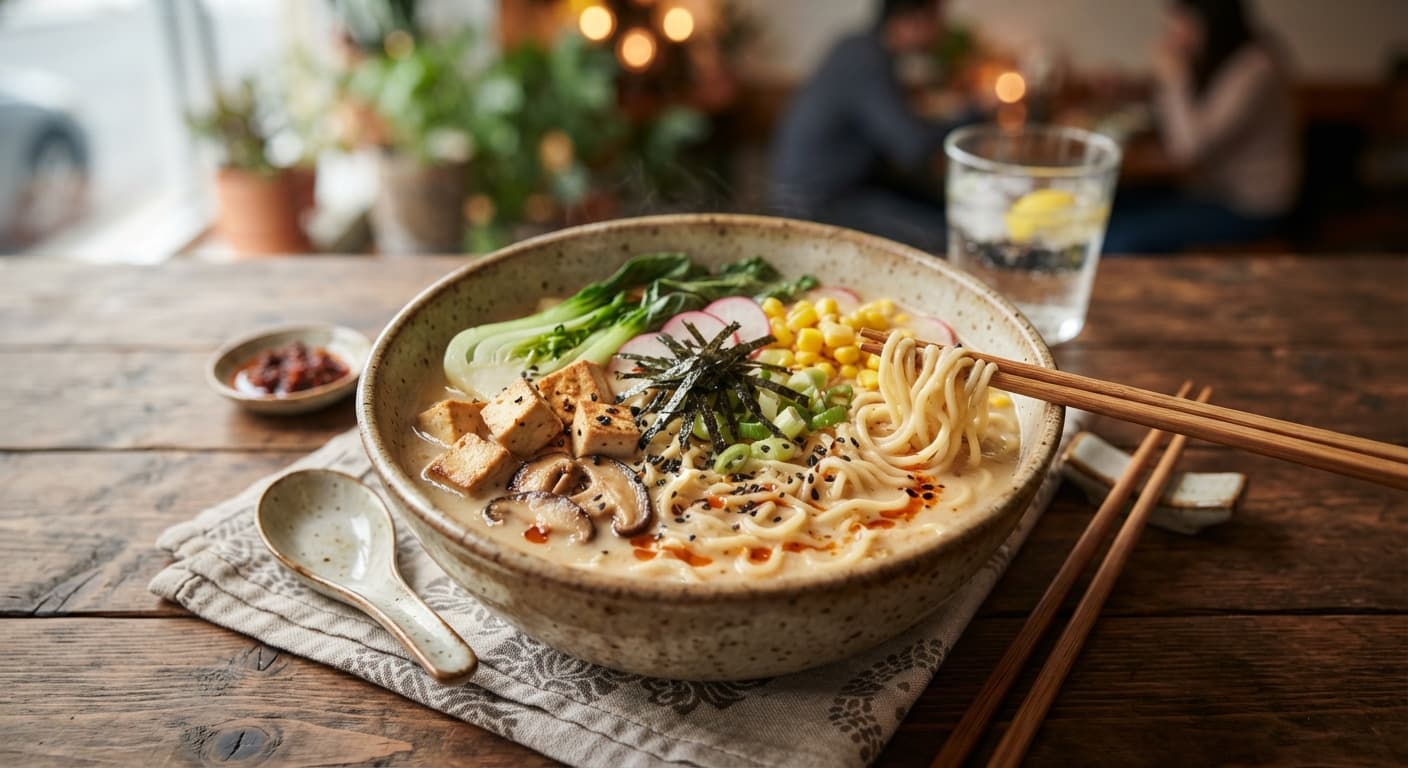 Quick Veggie Ramen with Oat Milk Broth