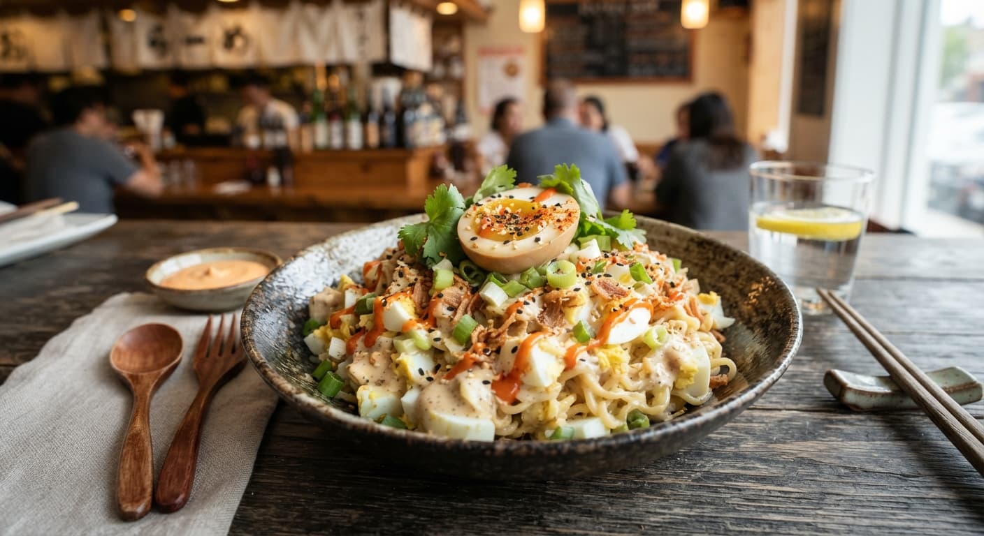 Ramen Egg Salad with Mayo‑Sriracha Dressing