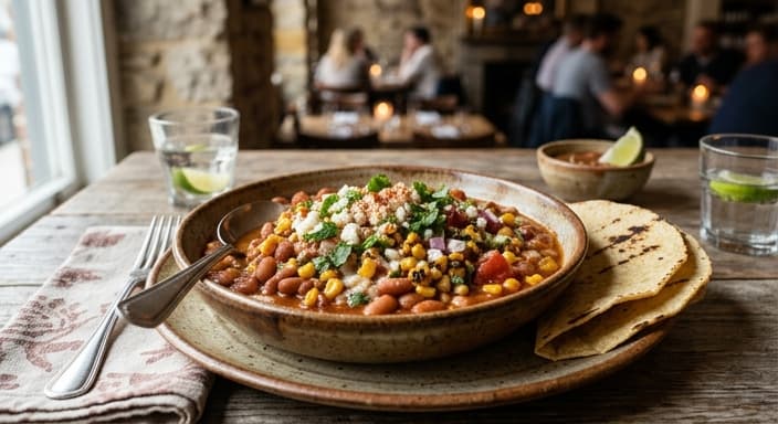 Ranchero Beans with Roasted Corn