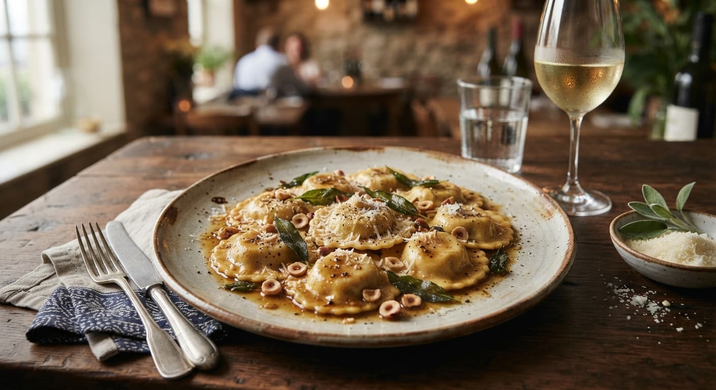 Ravioli di Pollo al Burro Nero