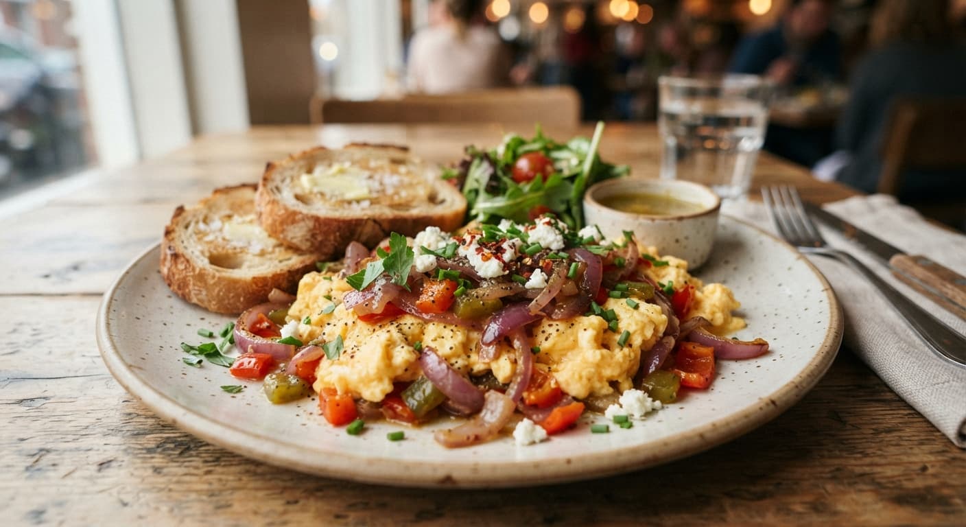 Red Onion and Pepper Egg Scramble