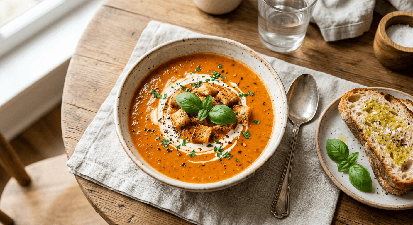 Roasted Garlic Creamy Tomato Soup