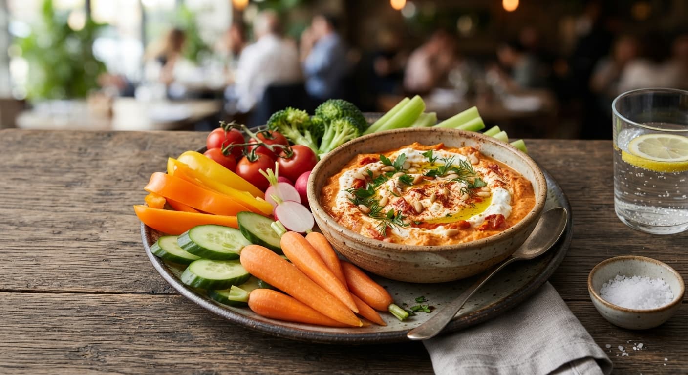 Roasted Red Pepper Yogurt Dip with Fresh Vegetables