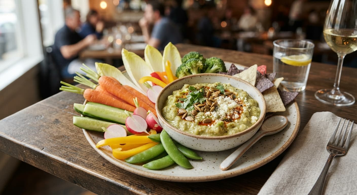 Roasted Tomatillo-Avocado Dip with Crudités