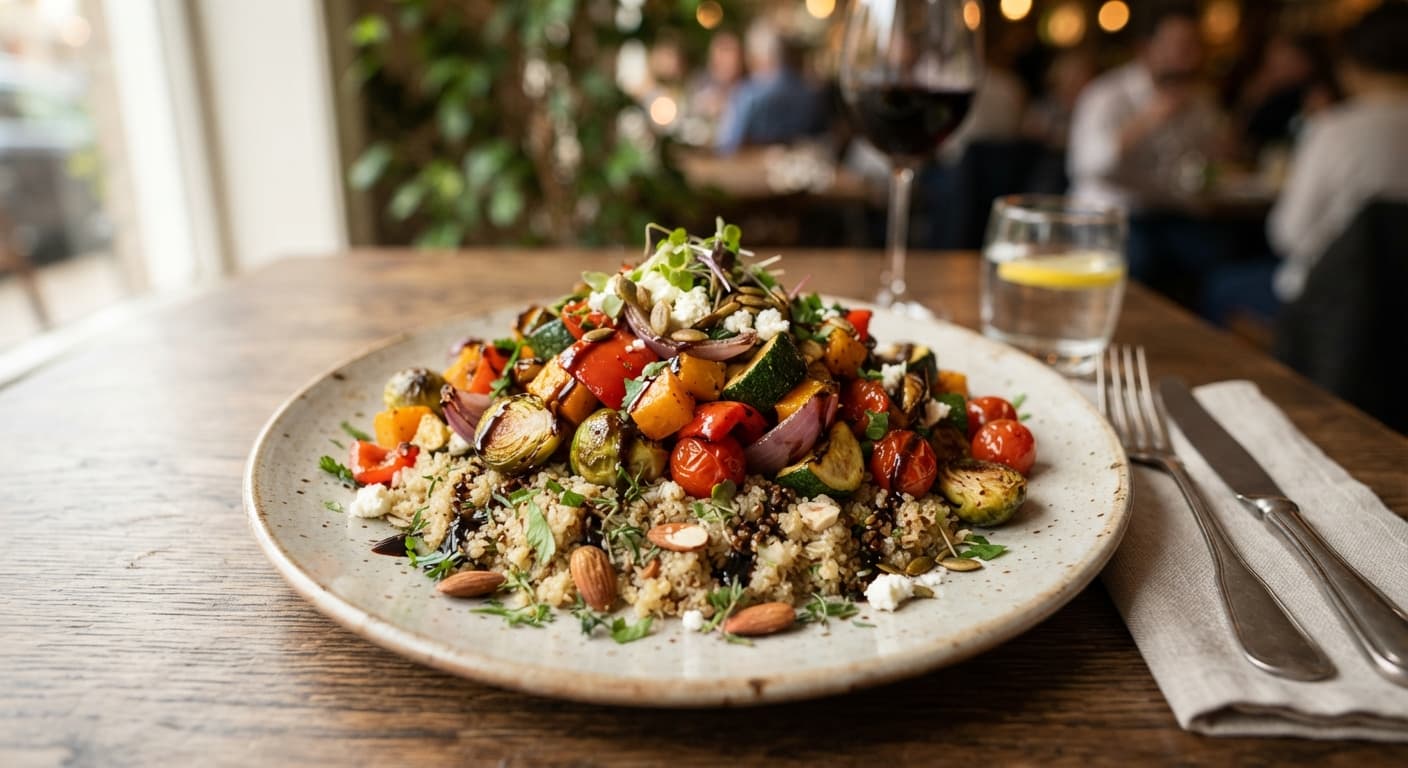 Roasted Veggie Medley with Quinoa and Balsamic Glaze