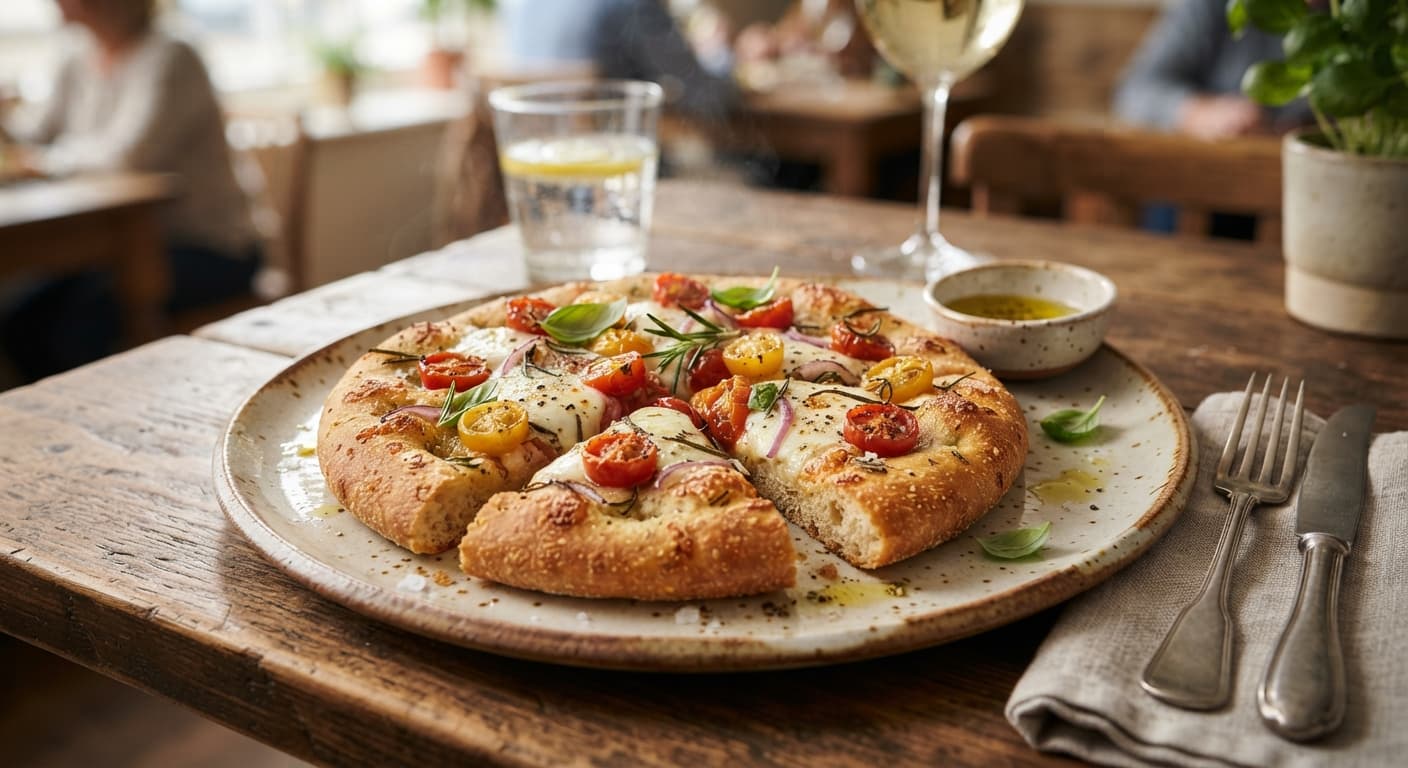 Rosemary Chickpea Flatbread with Tomatoes