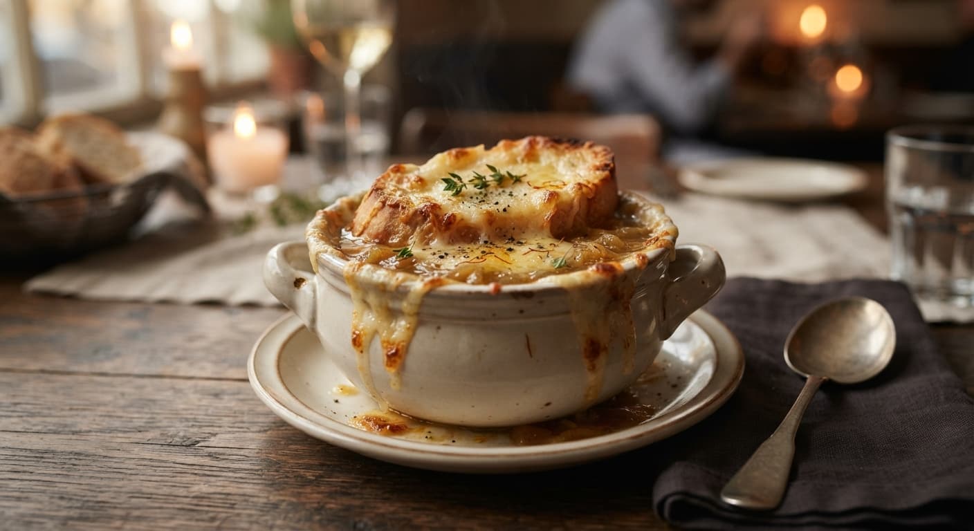 Saffron‑Infused French Onion Soup