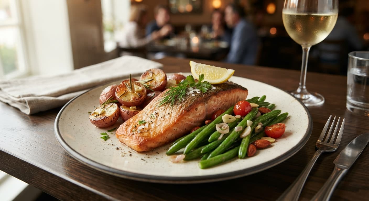 Salmon with Red Potatoes and Green Beans