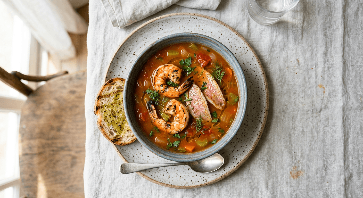 Santorini Prawn and Red Mullet Soup