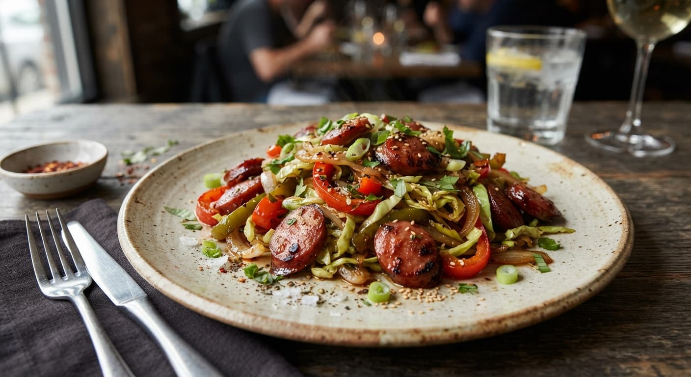 Sausage, Pepper, and Cabbage Stir-Fry