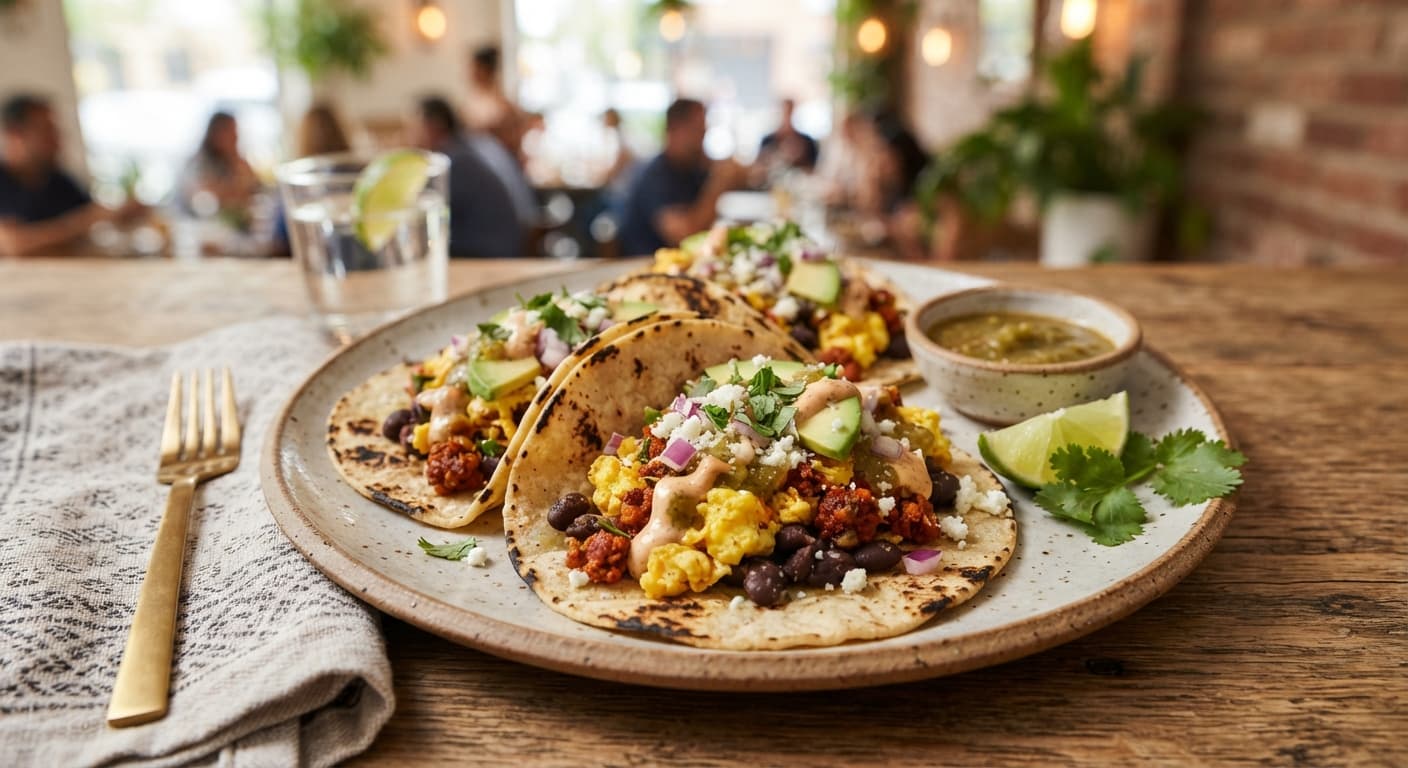 Savory Breakfast Tacos with Scrambled Eggs and Black Beans
