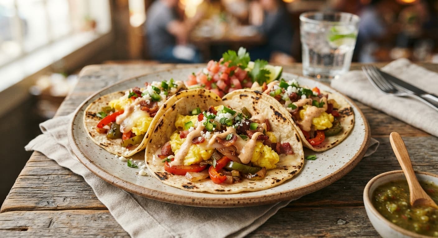 Savory Breakfast Tacos with Scrambled Eggs and Peppers