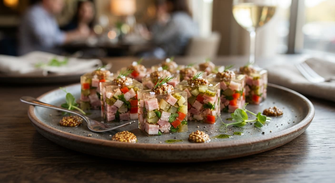 Savory Gelatin-Set Ham & Pickle Terrine Bites
