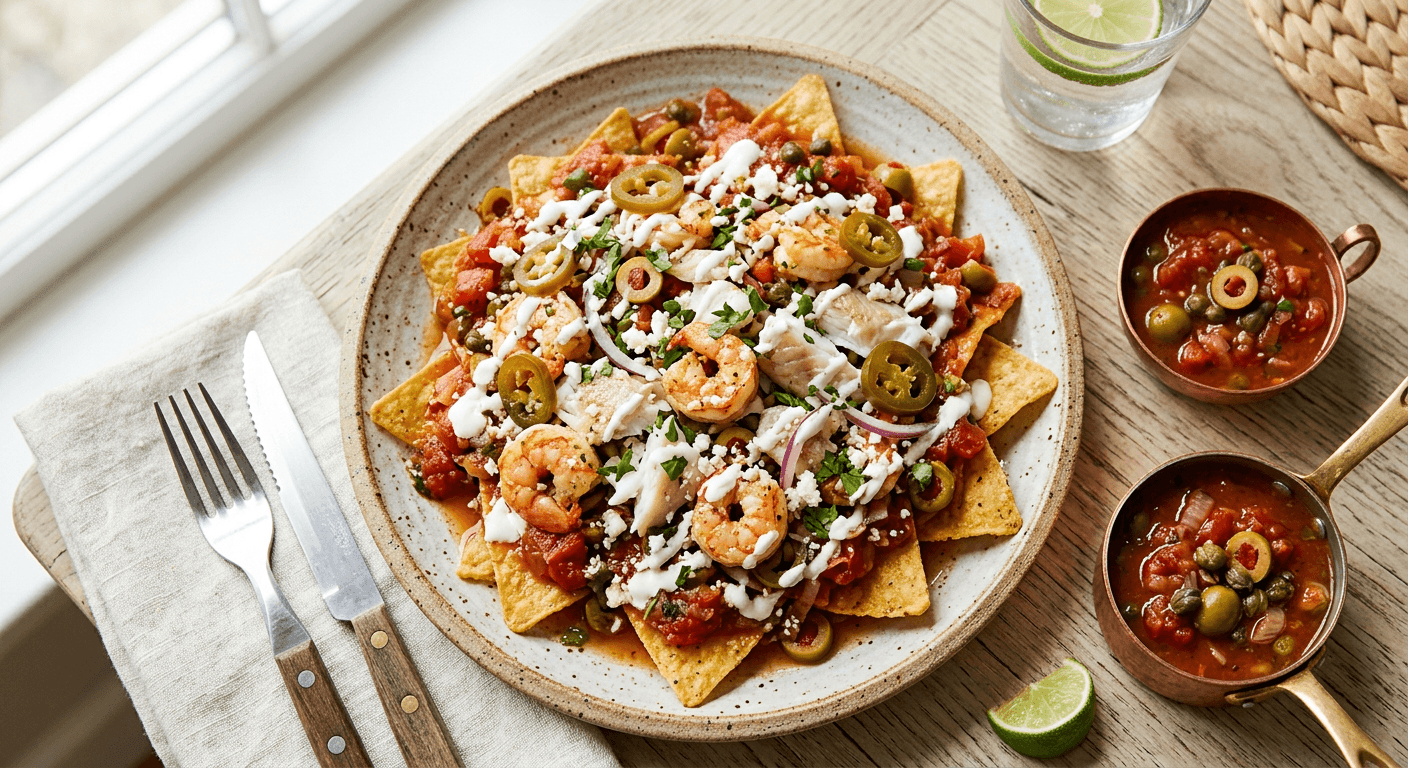 Seafood Chilaquiles a la Veracruzana