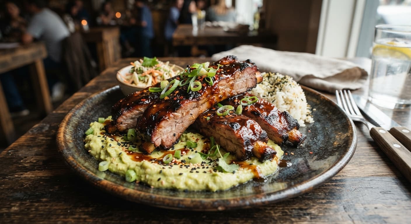 Seattle Teriyaki Ribs with Avocado‑Miso Butter