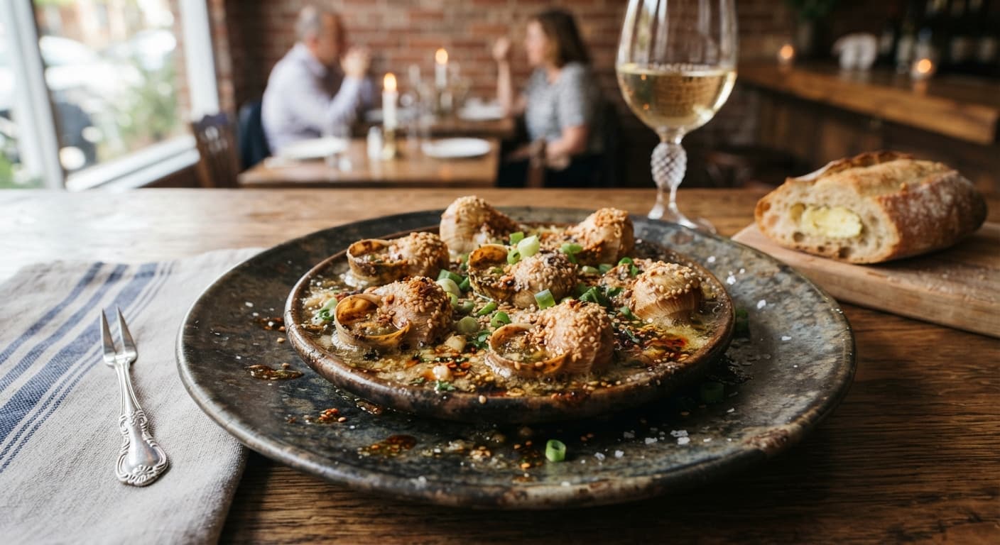 Sesame‑Crusted Escargot with Garlic‑Soy Butter