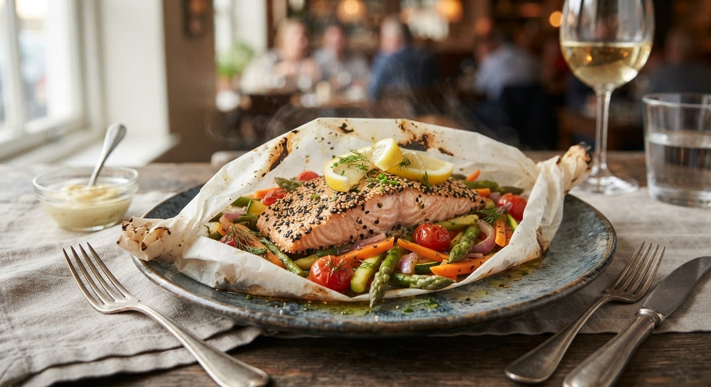 Sesame‑Crusted Salmon en Papillote