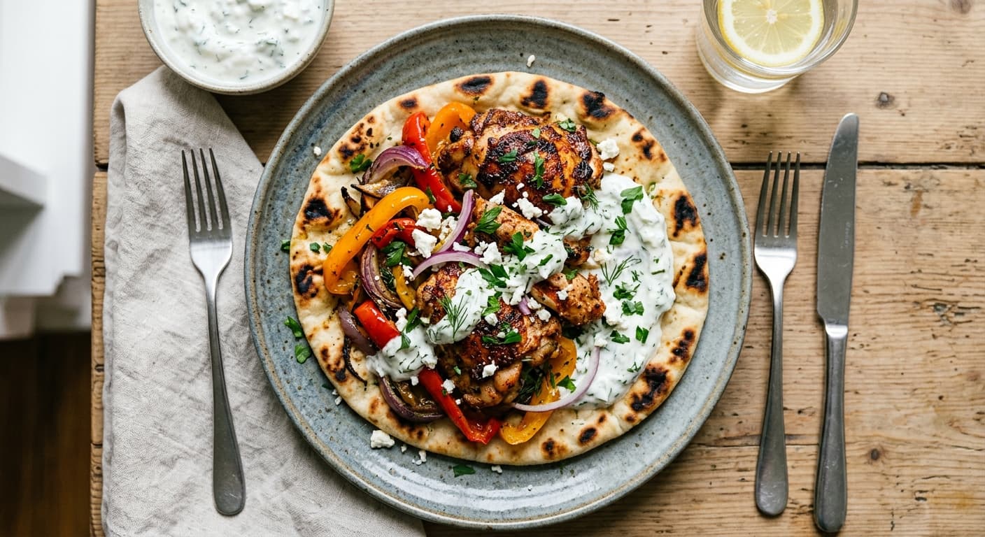 Sheet Pan Chicken Gyros with Roasted Peppers