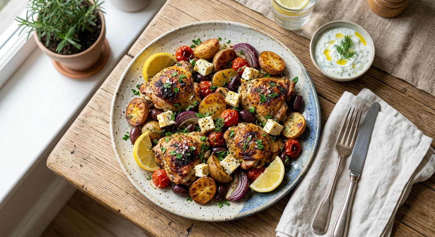 Sheet Pan Greek Chicken and Potatoes